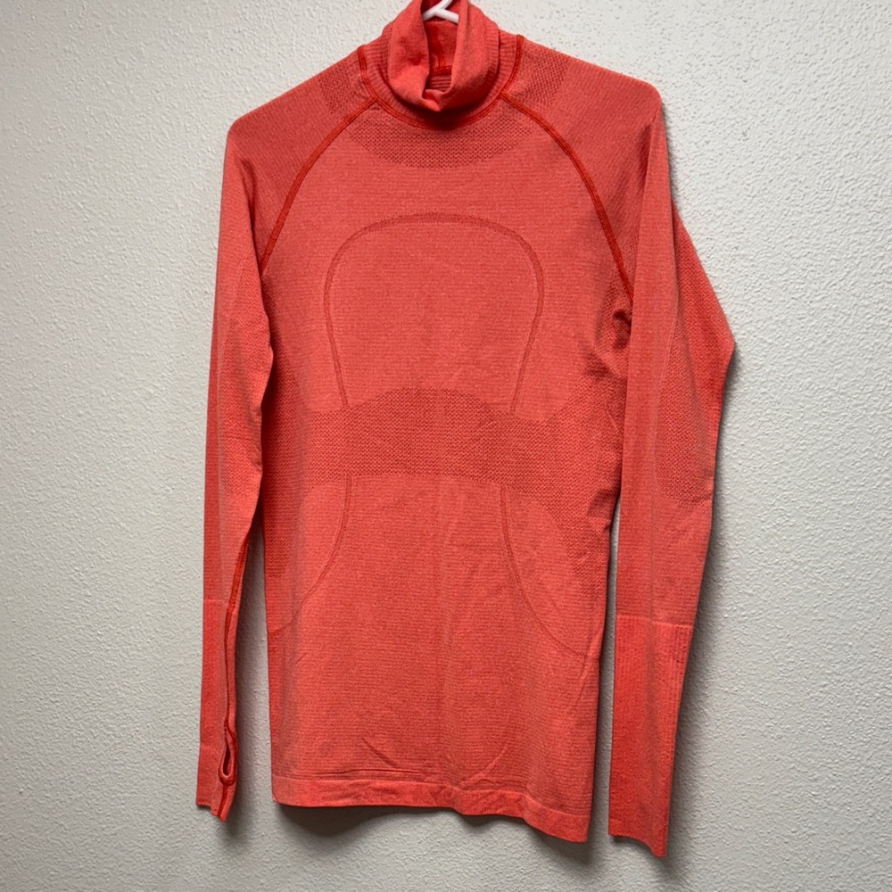 Lululemon Athletica Coral Long Sleeve Top Run: Swiftly Turtleneck